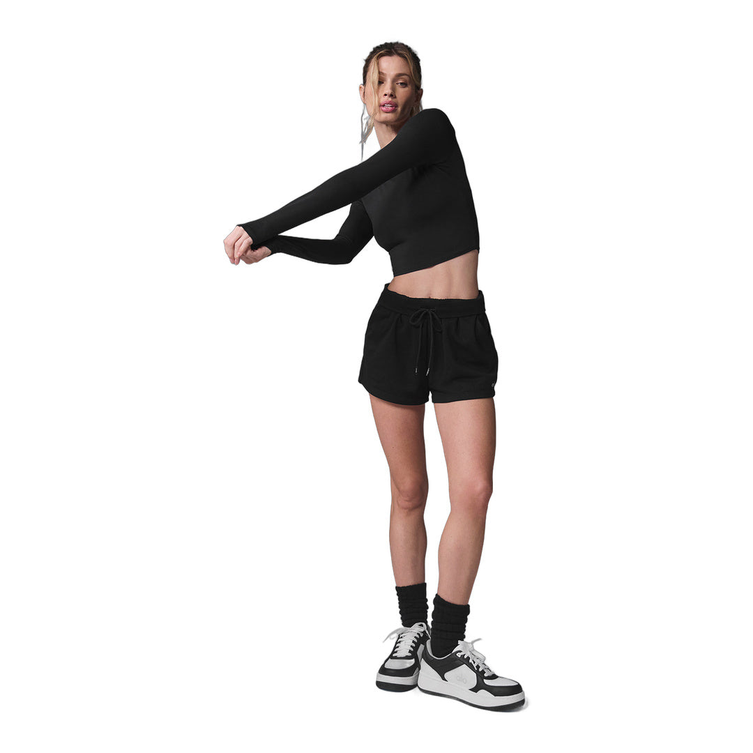 alo Alosoft Crop Finesse Long Sleeve - Black by Alo Yoga