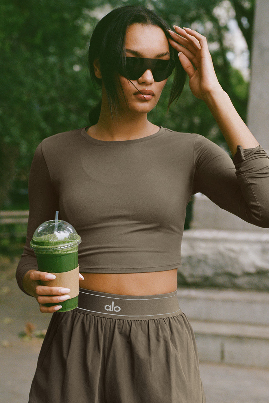 Alosoft Crop Finesse Long Sleeve - Olive Tree (W3601R)