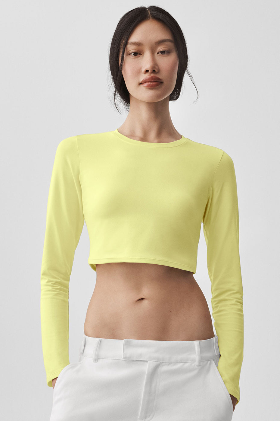 Alosoft Crop Finesse Long Sleeve - Sunshine (W3601R)