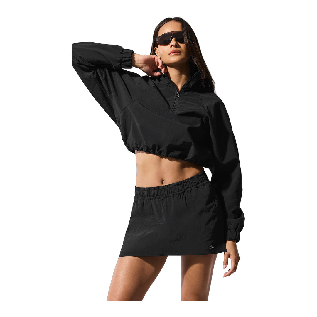 alo Cropped 1/4 Zip Alumni Pullover - Black by Alo Yoga