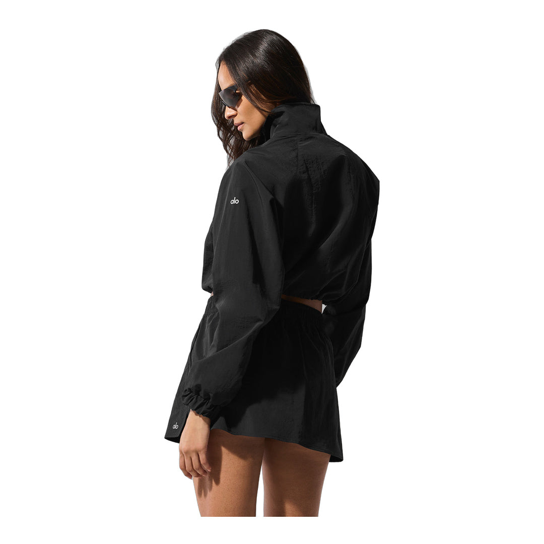 alo Cropped 1/4 Zip Alumni Pullover - Black by Alo Yoga