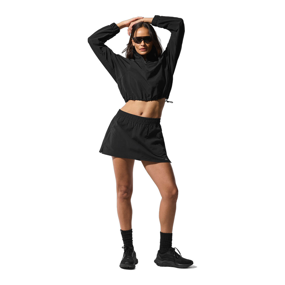 alo Cropped 1/4 Zip Alumni Pullover - Black by Alo Yoga