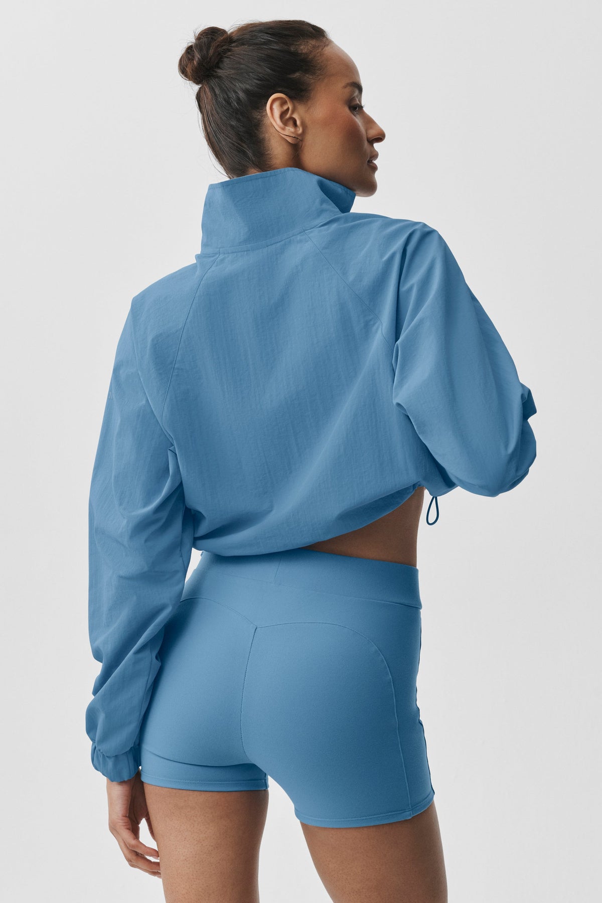 Alo Yoga Cropped 1/4 Zip Alumni Pullover in California Blue, product image 2 of 4