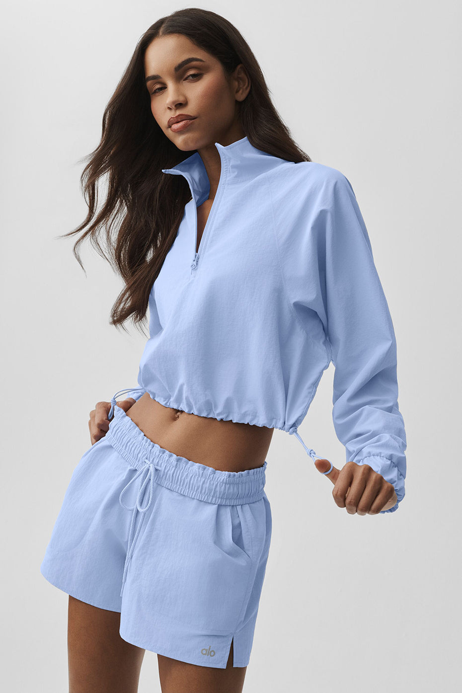 Cropped 1/4 Zip Alumni Pullover - Light Provence Blue (W3660R)