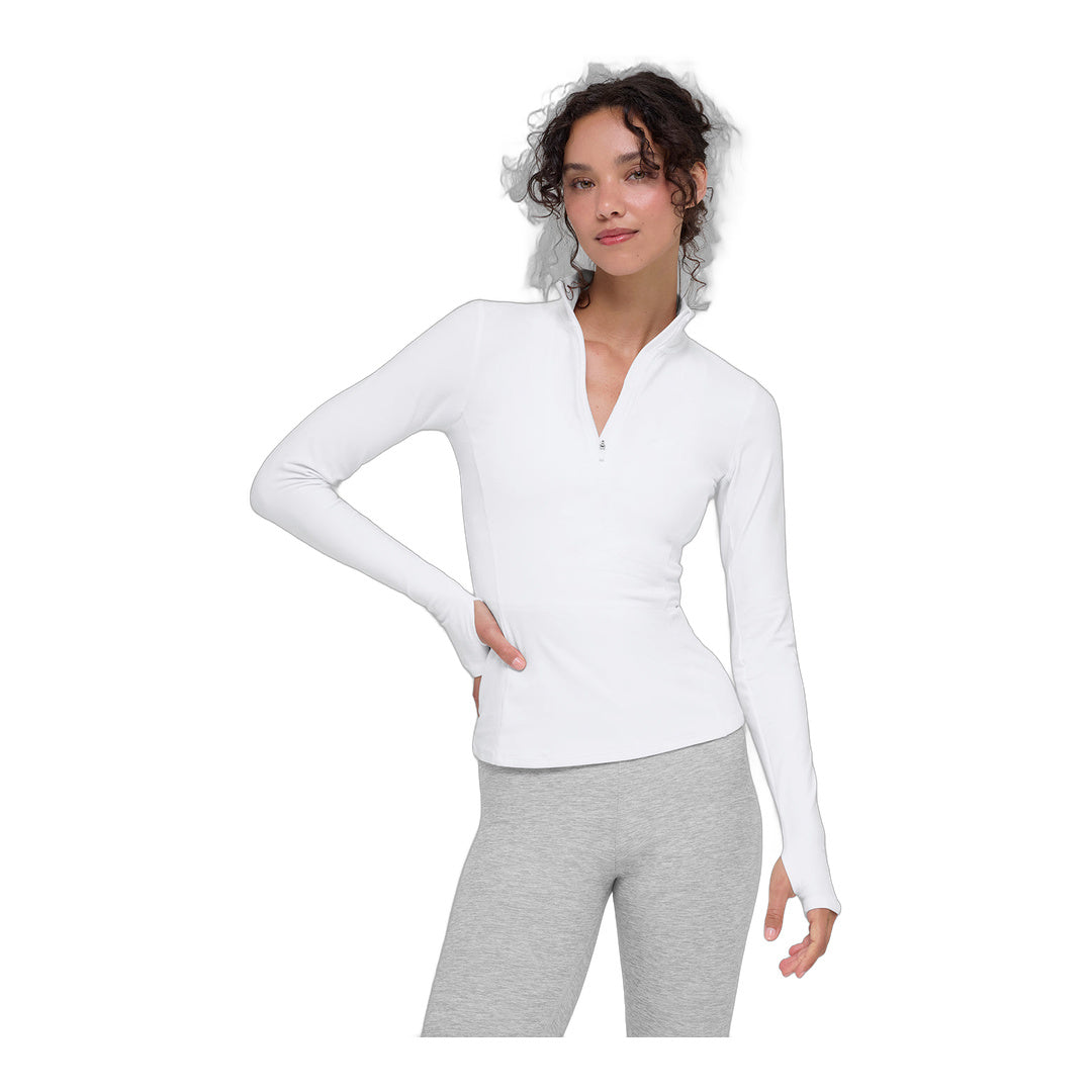 alo Alosoft 1/2 Zip Rapid Pullover - White by Alo Yoga