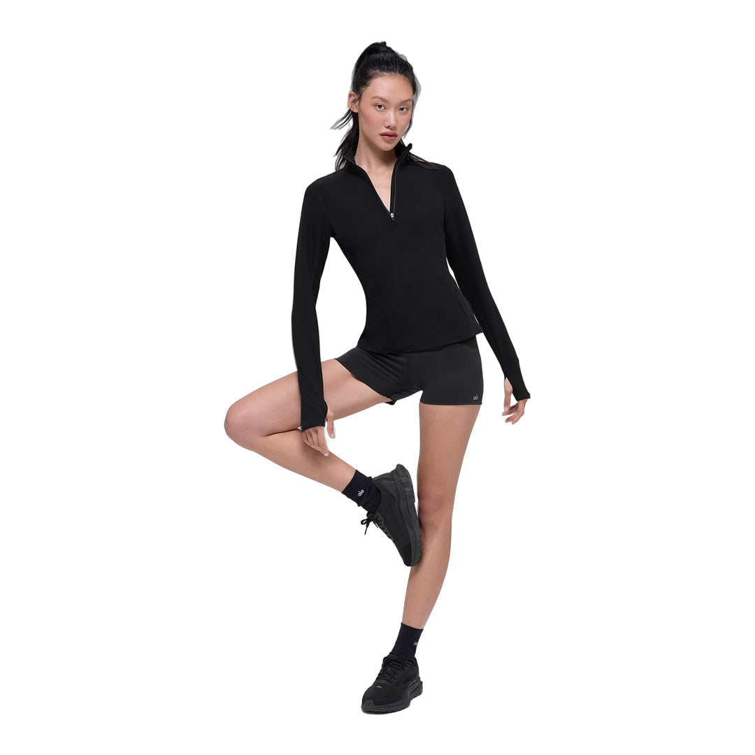alo Alosoft 1/2 Zip Rapid Pullover - Black by Alo Yoga