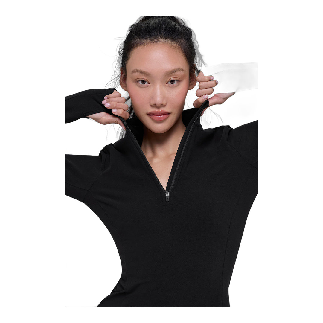 alo Alosoft 1/2 Zip Rapid Pullover - Black by Alo Yoga