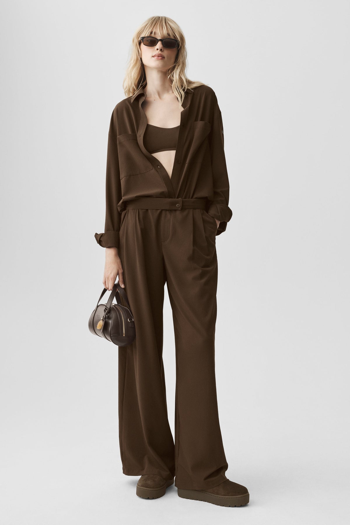 Alo Yoga Dreamscape Button Down Long Sleeve in Espresso, product image 5 of 5