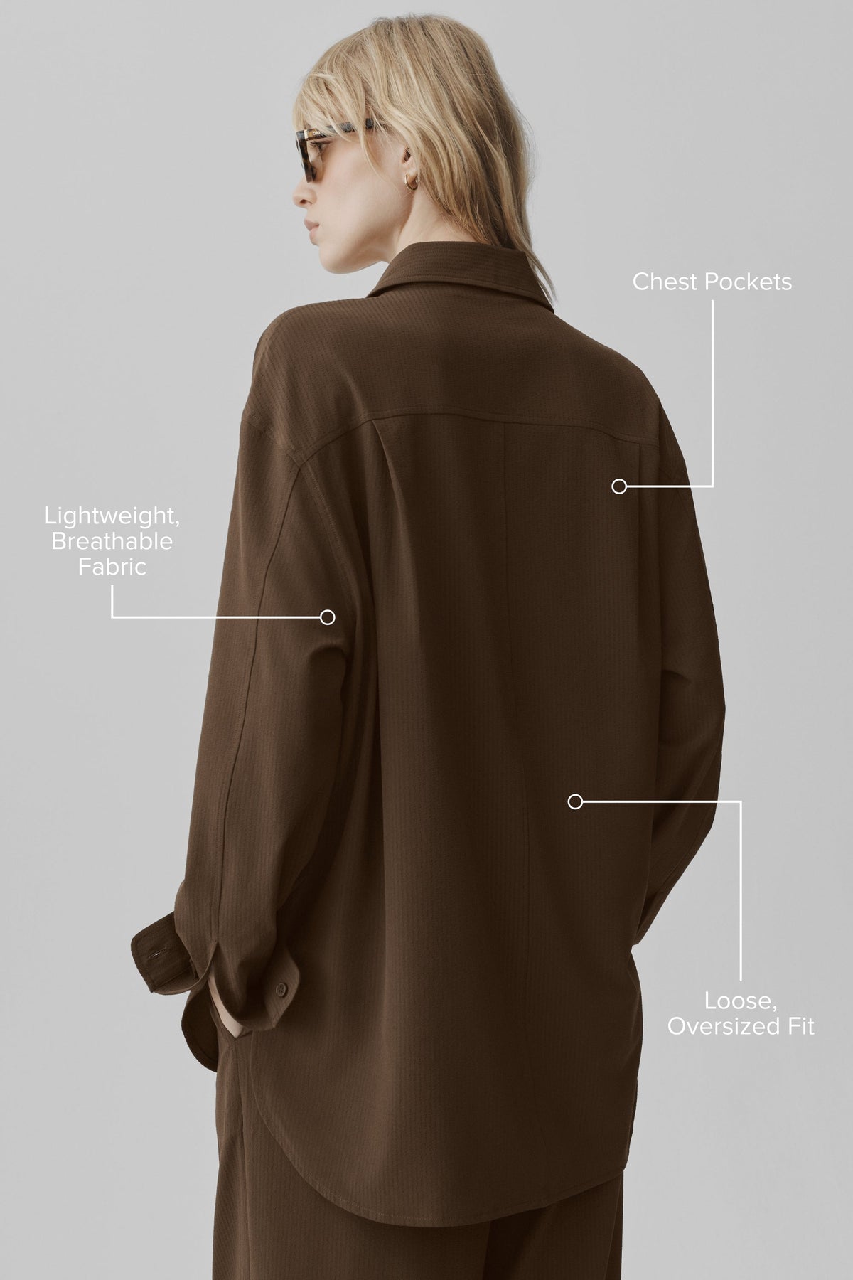 Alo Yoga Dreamscape Button Down Long Sleeve in Espresso, product image 2 of 5