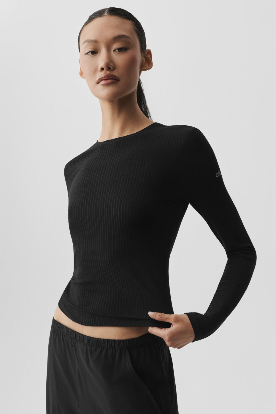 Ribbed Sea Coast Long Sleeve - Black (W3781R)