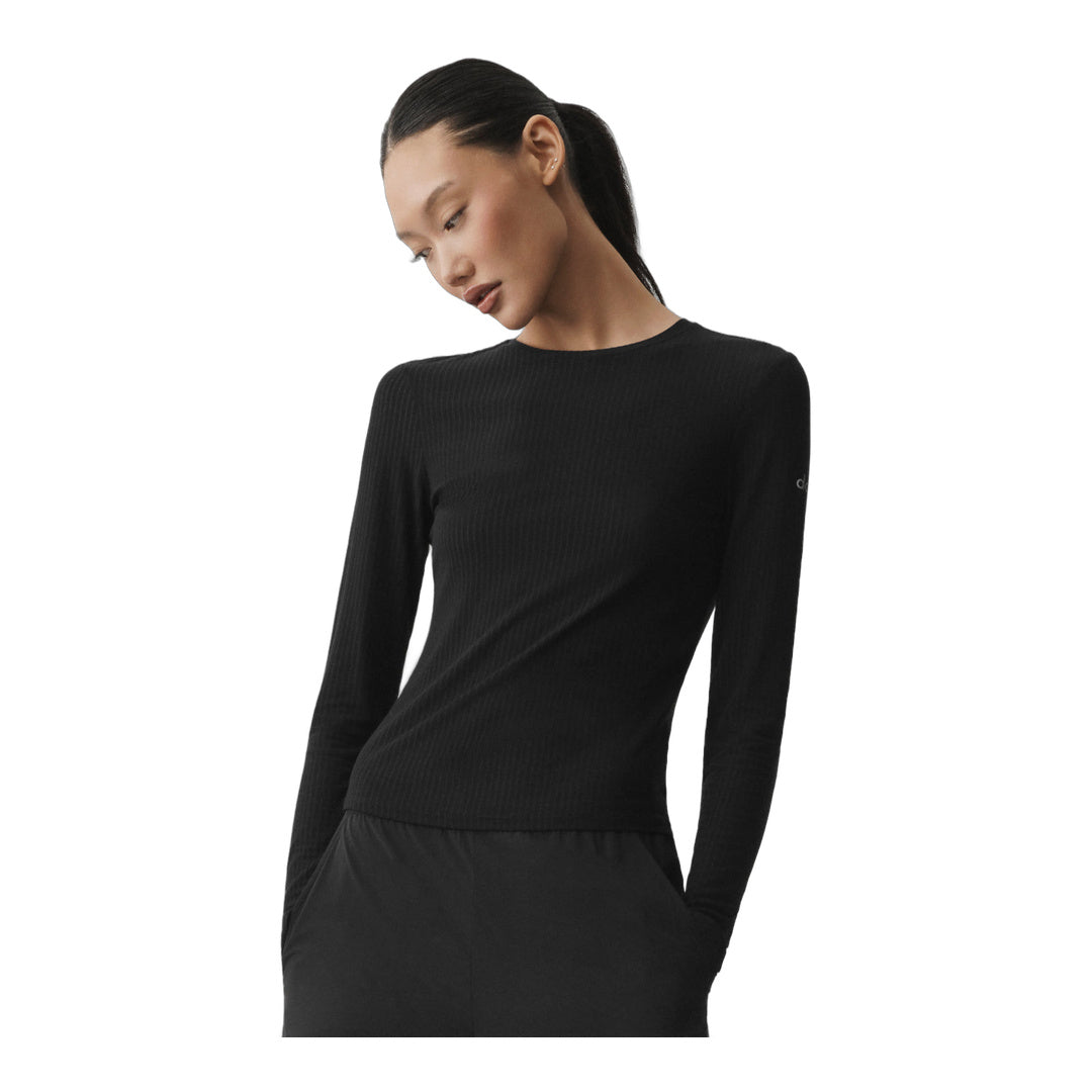 alo Ribbed Sea Coast Long Sleeve - Black by Alo Yoga