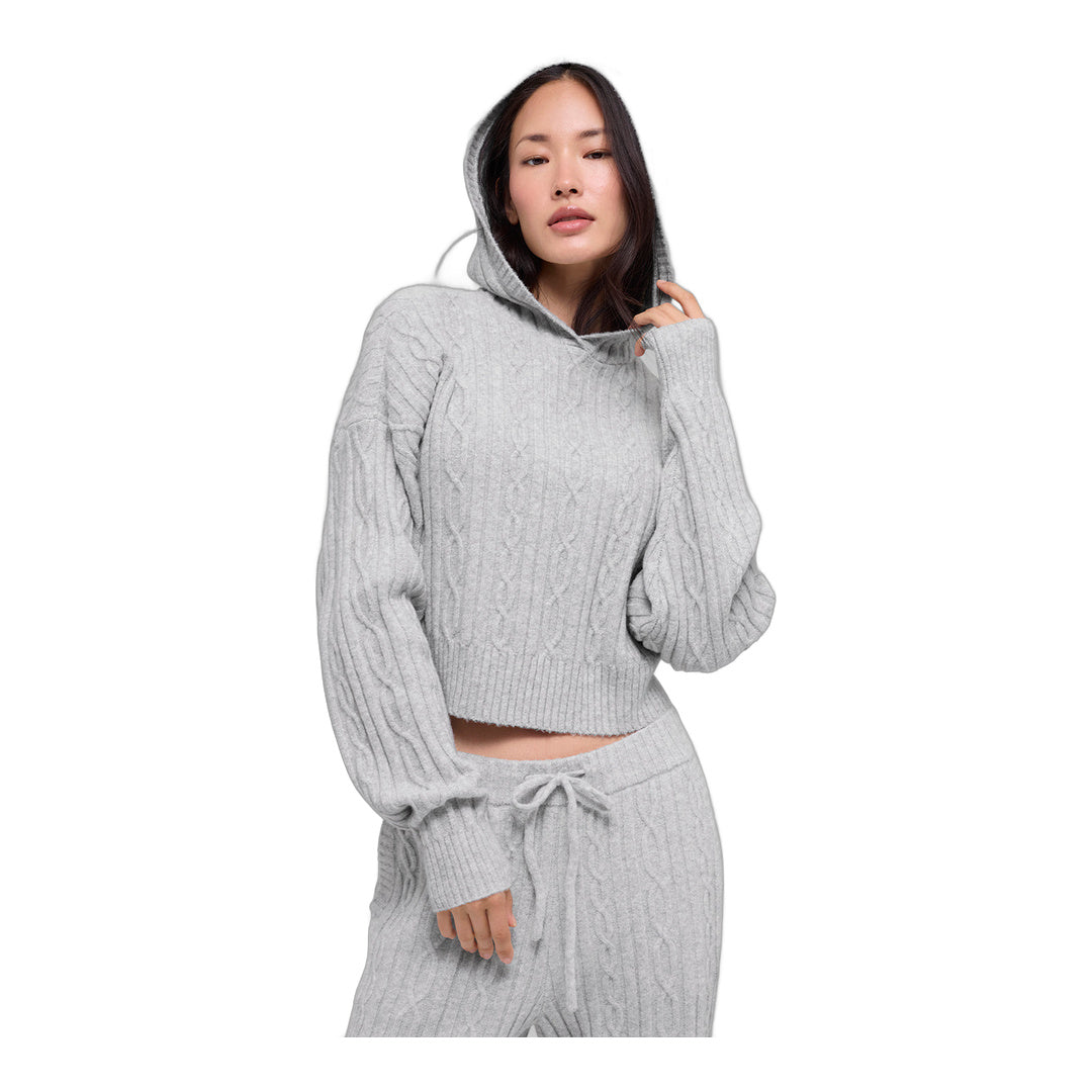 alo Cable Knit Winter Bliss Hoodie - Athletic Heather Grey by Alo Yoga
