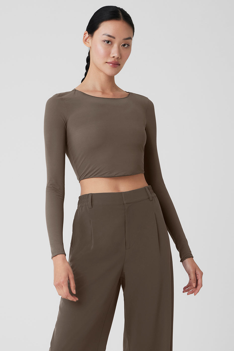 Mesh Sheer Illusion Long Sleeve - Olive Tree (W3809R)