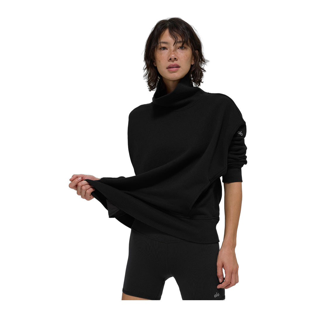 alo Hazy Mock Neck Pullover - Black by Alo Yoga