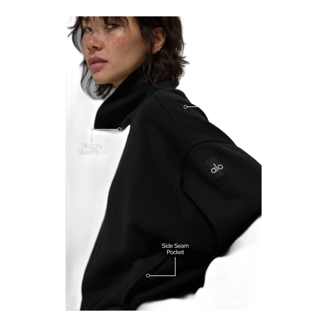 alo Hazy Mock Neck Pullover - Black by Alo Yoga