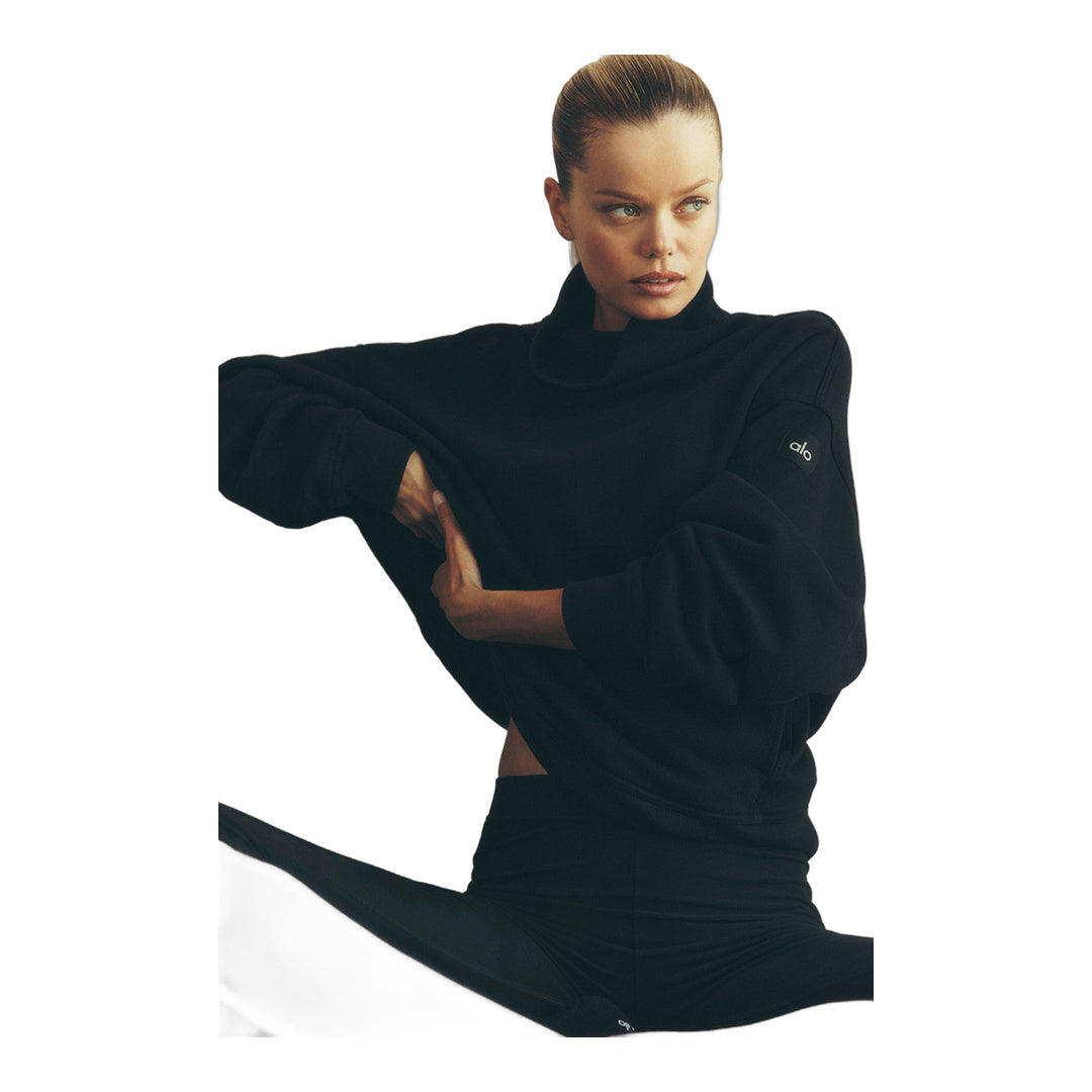 alo Hazy Mock Neck Pullover - Black by Alo Yoga