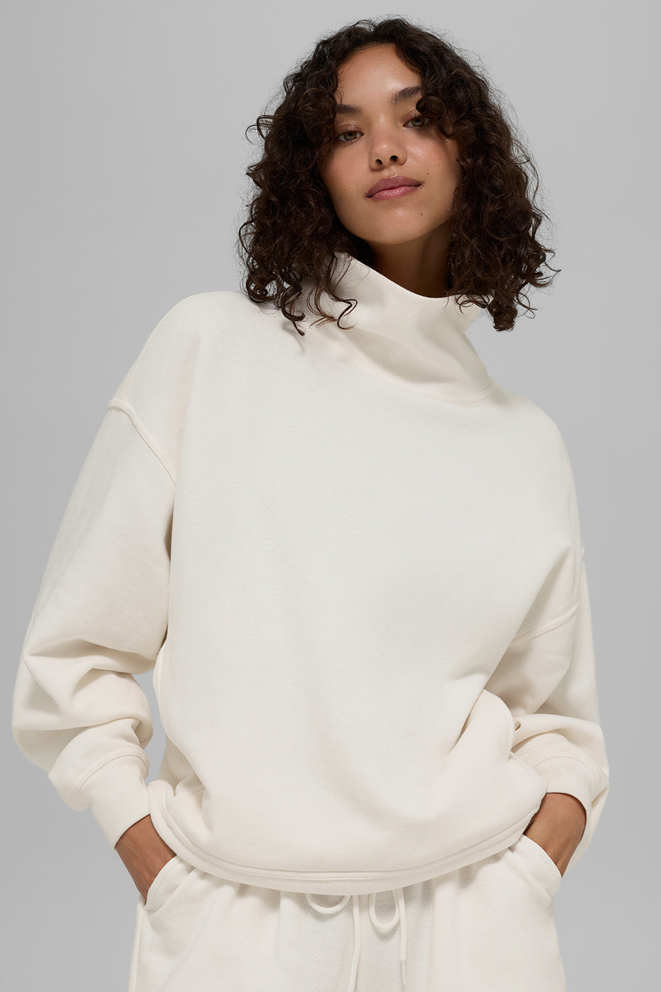 Hazy Mock Neck Pullover - Ivory (W3845R)