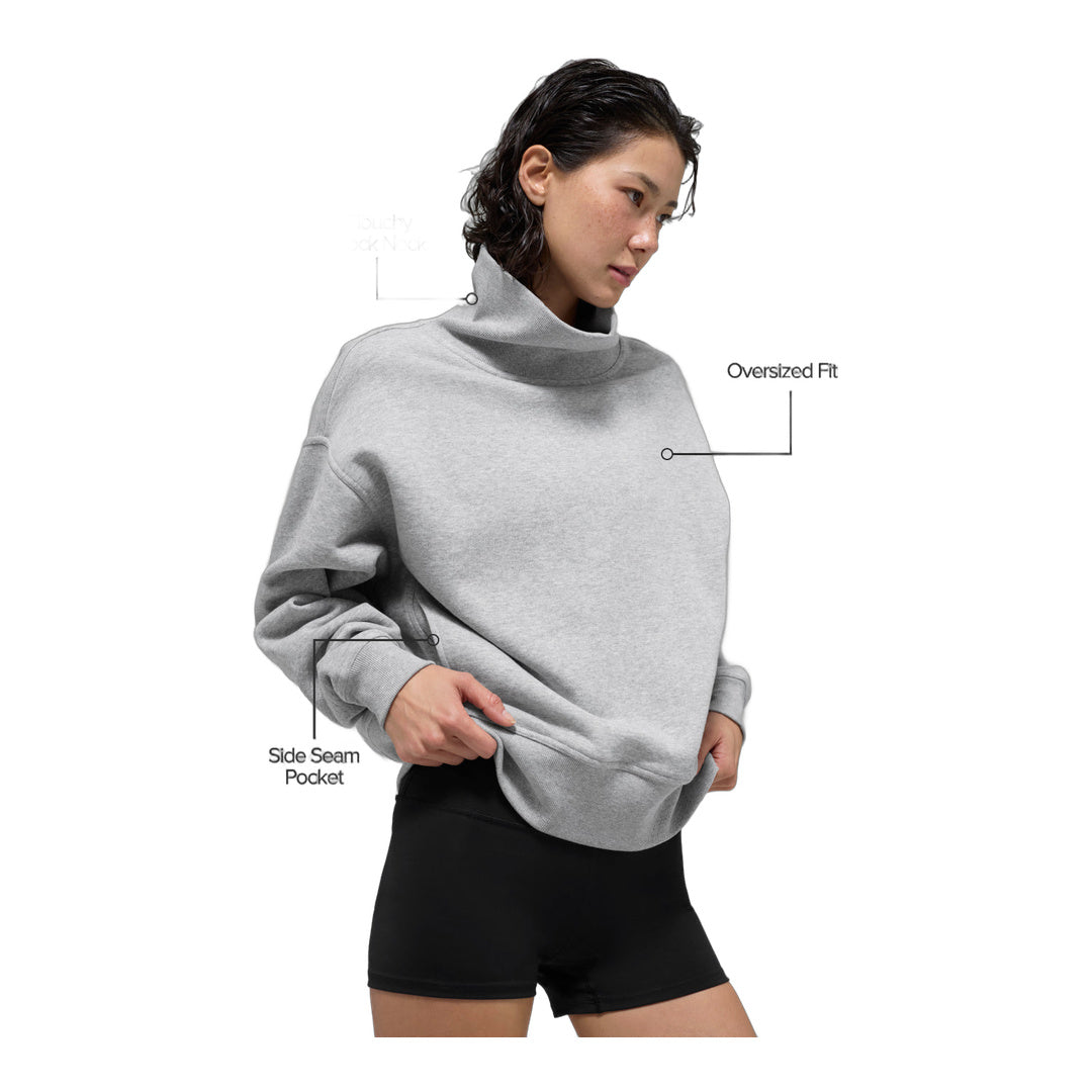 alo Hazy Mock Neck Pullover - Athletic Heather Grey by Alo Yoga