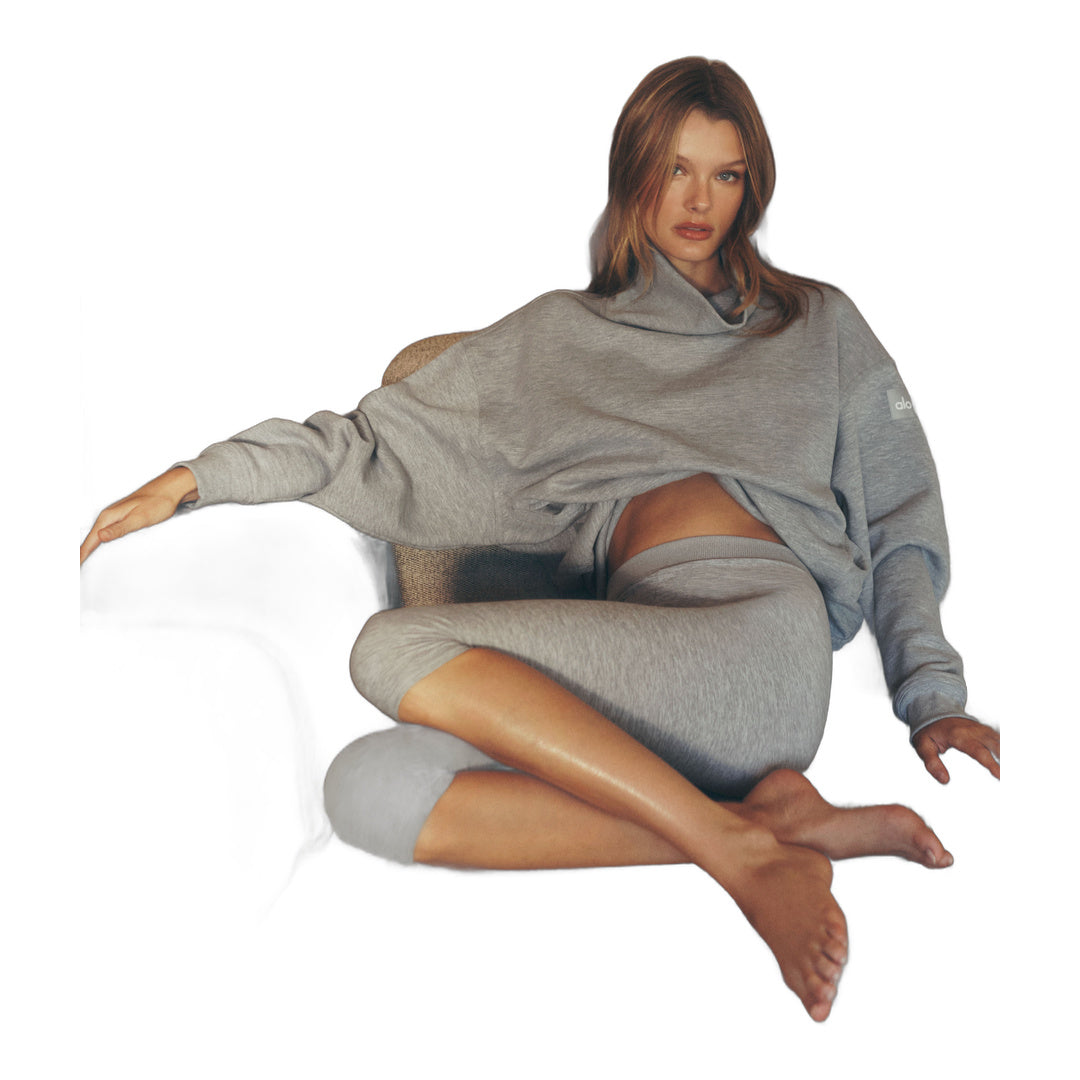 alo Hazy Mock Neck Pullover - Athletic Heather Grey by Alo Yoga