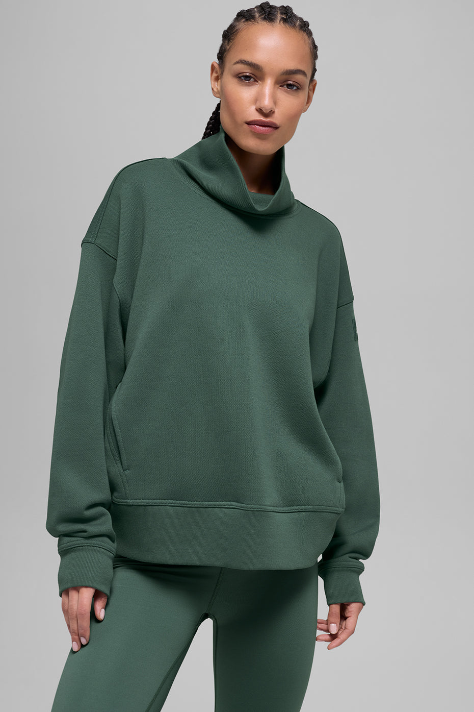 Hazy Mock Neck Pullover - Clover Green (W3845R)