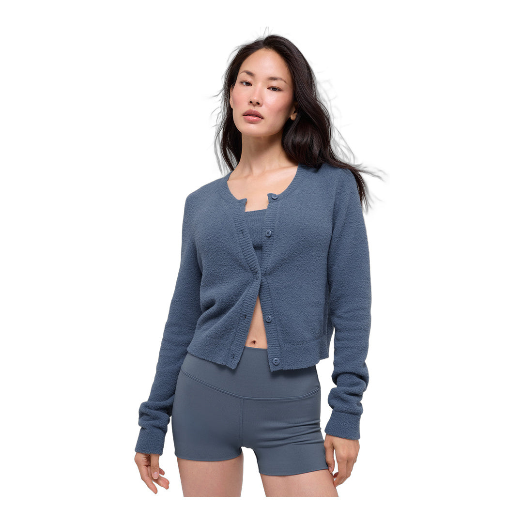 alo Snuggle Up Sweater Cropped Cardigan - Bluestone by Alo Yoga