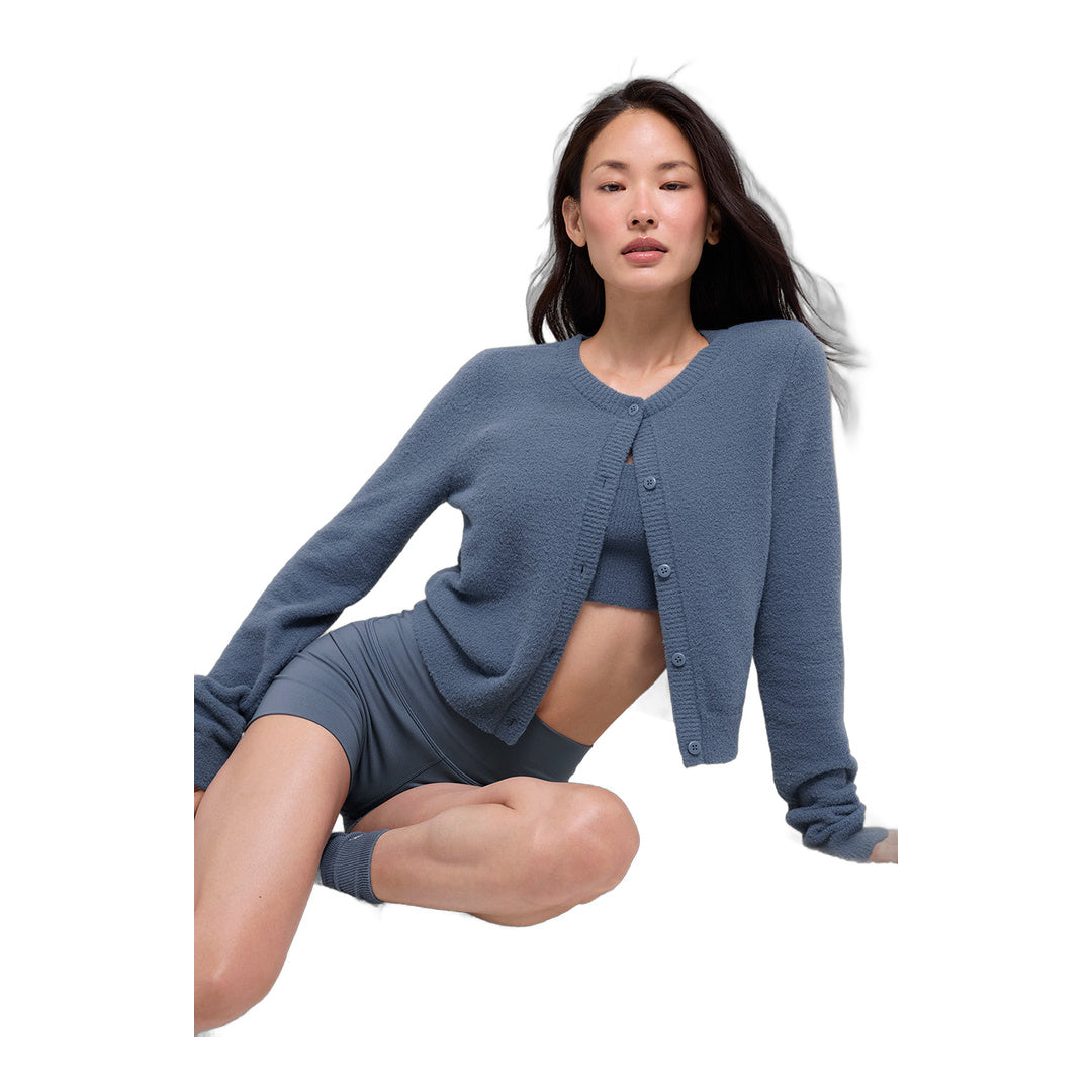 alo Snuggle Up Sweater Cropped Cardigan - Bluestone by Alo Yoga
