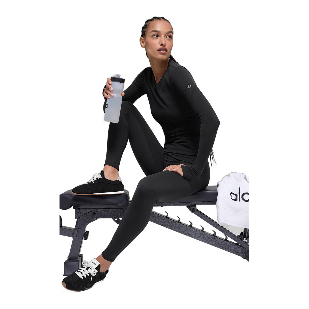 alo Airbrush Winter Warm Nocturne Long Sleeve - Black by Alo Yoga