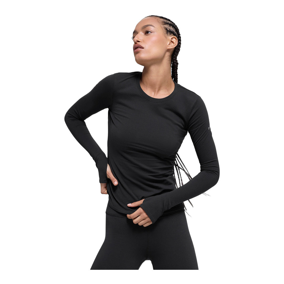 alo Airbrush Winter Warm Nocturne Long Sleeve - Black by Alo Yoga