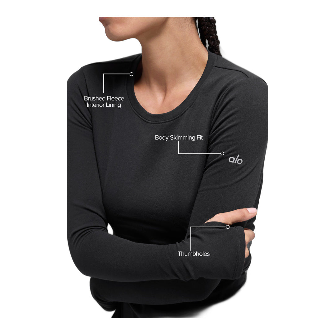 alo Airbrush Winter Warm Nocturne Long Sleeve - Black by Alo Yoga