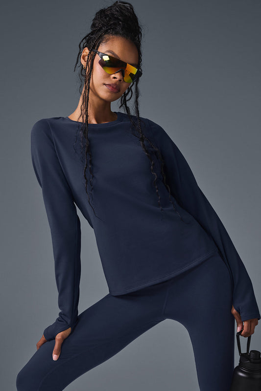 Airbrush Winter Warm Nocturne Long Sleeve - Navy (W3731R)