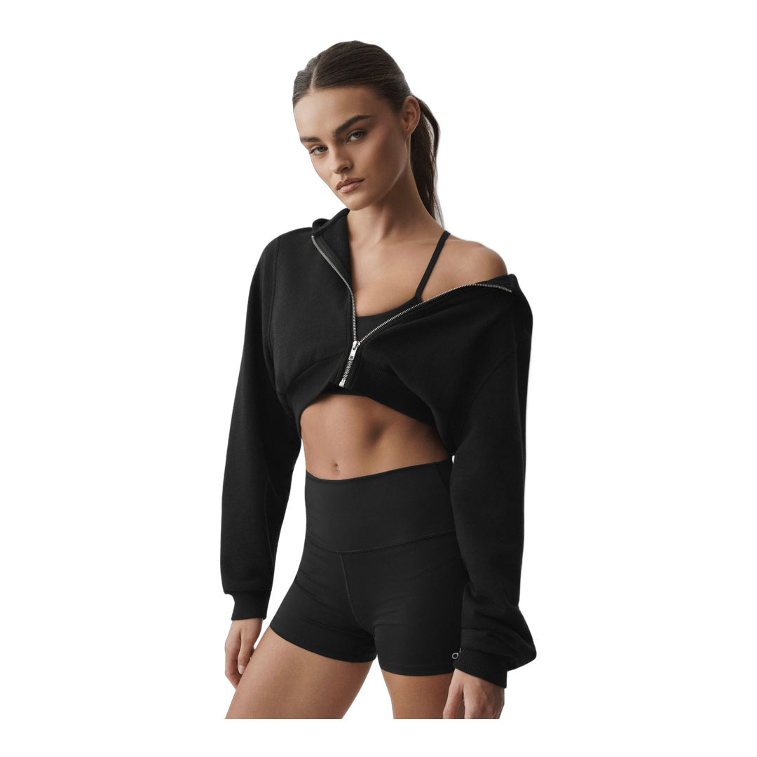 alo Sweet Escape Zip Up Hoodie - Black by Alo Yoga