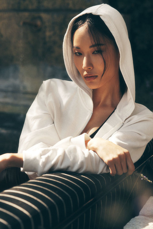 Sweet Escape Zip Up Hoodie - Ivory (W3859R)