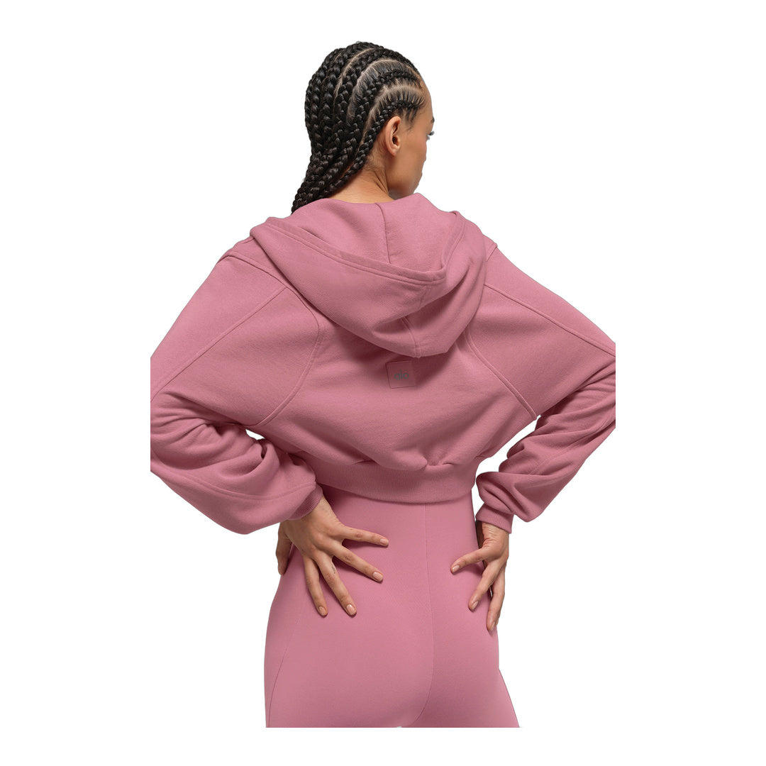 alo Sweet Escape Zip Up Hoodie - Pink Wild Rose by Alo Yoga