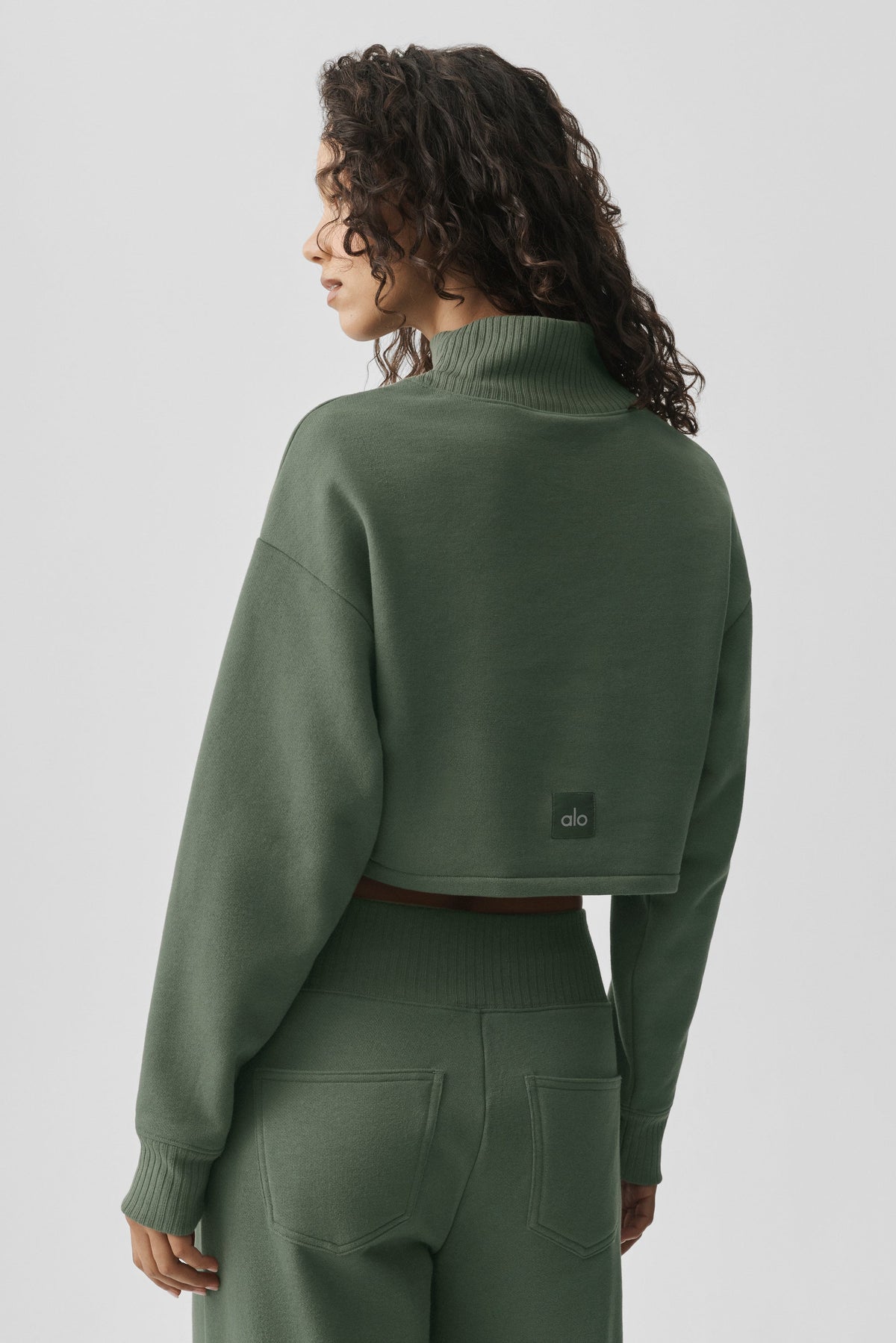 Alo Yoga Cropped Serenity Coverup in Bamboo Green, product image 2 of 5