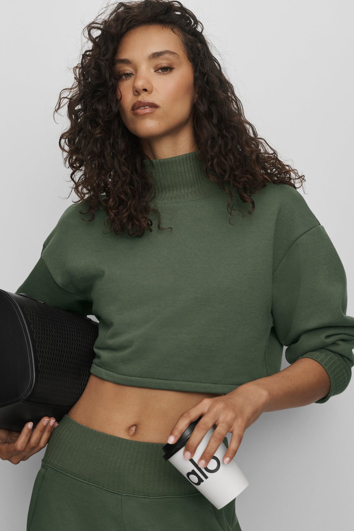 Alo Yoga Cropped Serenity Coverup in Bamboo Green, product image 5 of 5