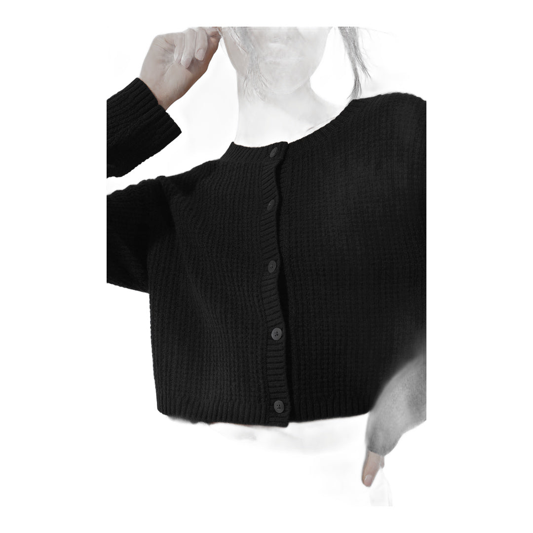 alo Cashmere Plush Waffle Cardigan - Black by Alo Yoga