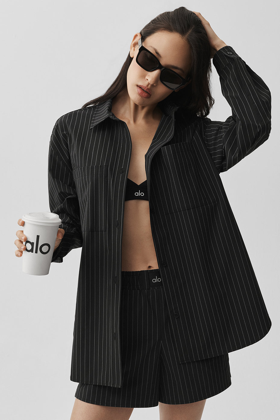 Pinstripe Daylight Button Down Long Sleeve - Black/Titanium (W3893R)