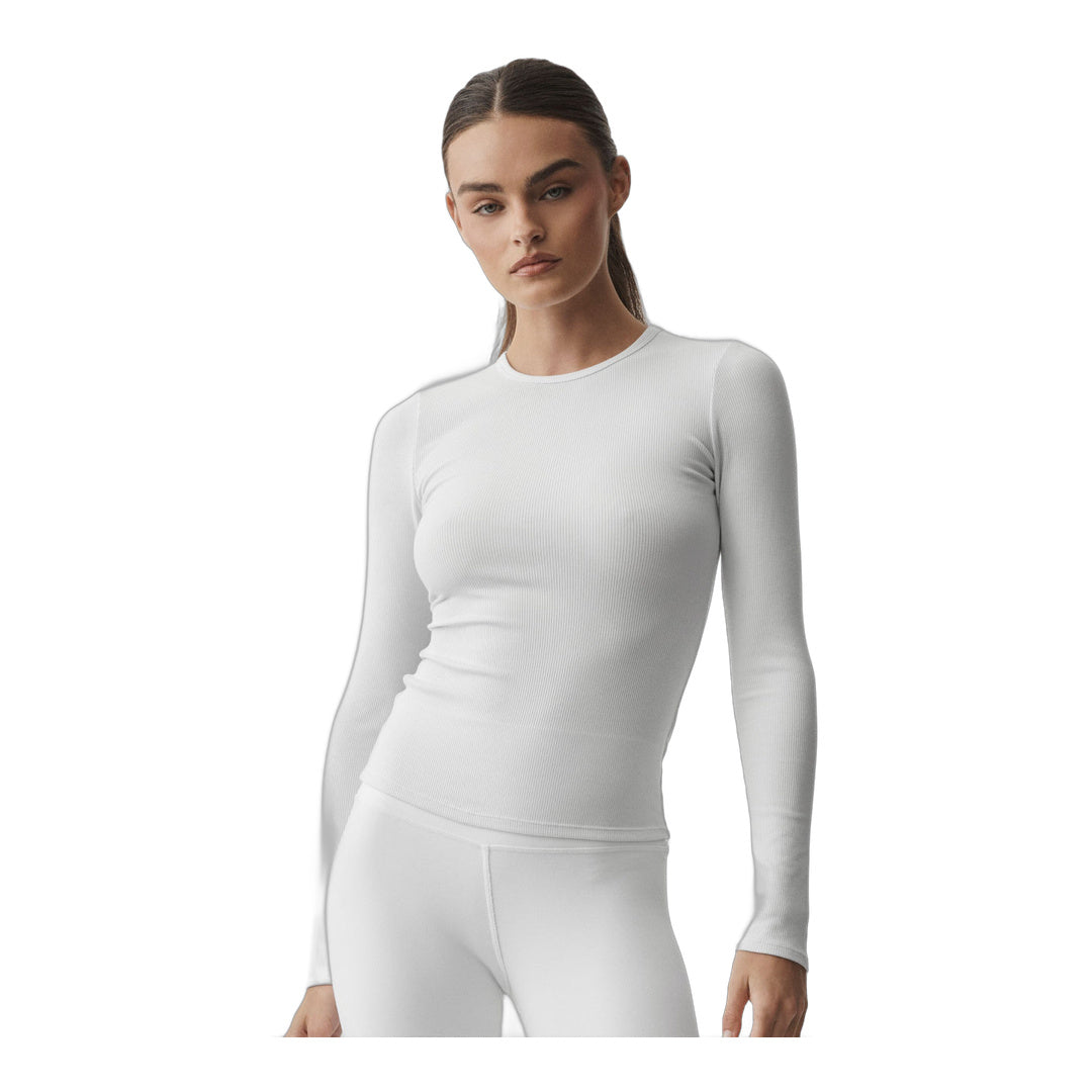 alo Ribbed Modal Long Sleeve - White by Alo Yoga