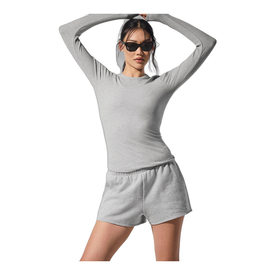 alo Ribbed Modal Long Sleeve - Athletic Heather Grey by Alo Yoga