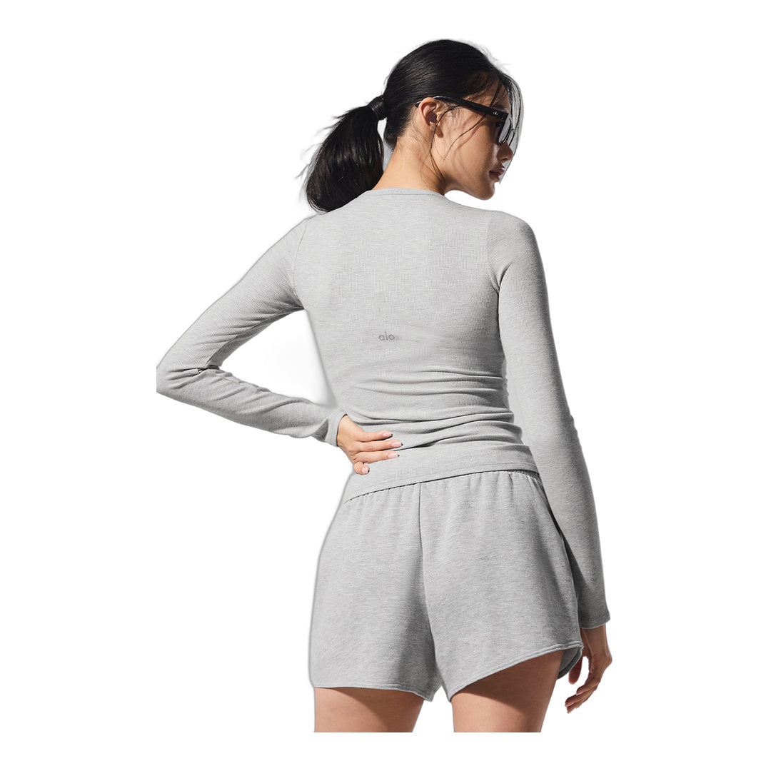 alo Ribbed Modal Long Sleeve - Athletic Heather Grey by Alo Yoga