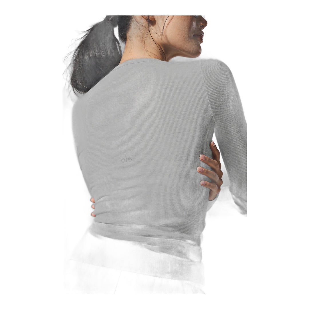 alo Ribbed Modal Long Sleeve - Athletic Heather Grey by Alo Yoga