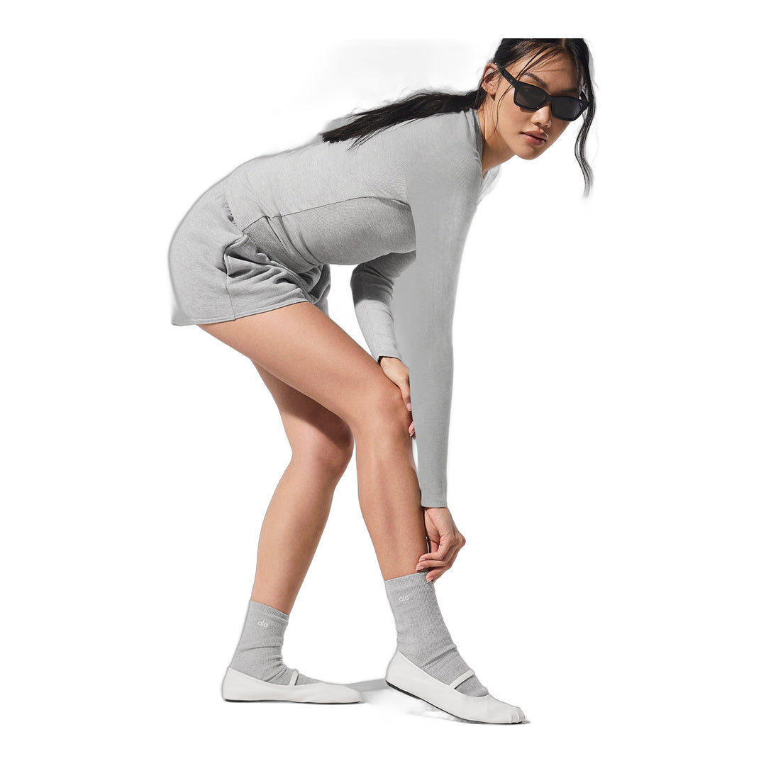 alo Ribbed Modal Long Sleeve - Athletic Heather Grey by Alo Yoga