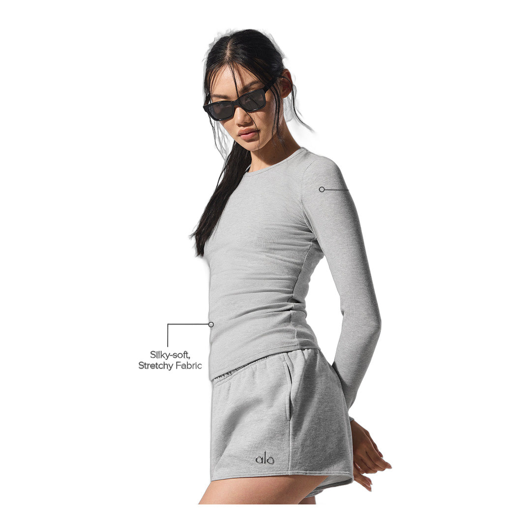 alo Ribbed Modal Long Sleeve - Athletic Heather Grey by Alo Yoga