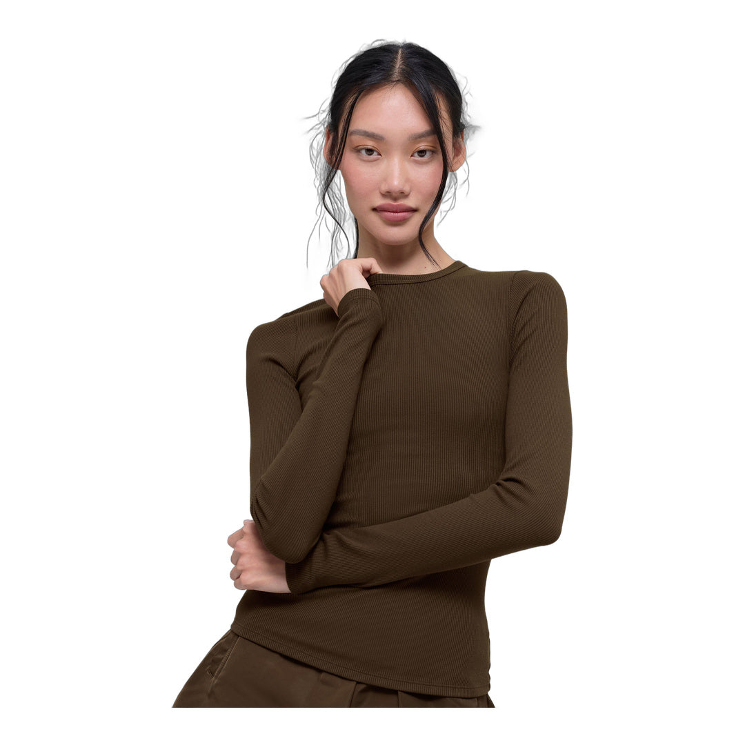 alo Ribbed Modal Long Sleeve - Espresso by Alo Yoga