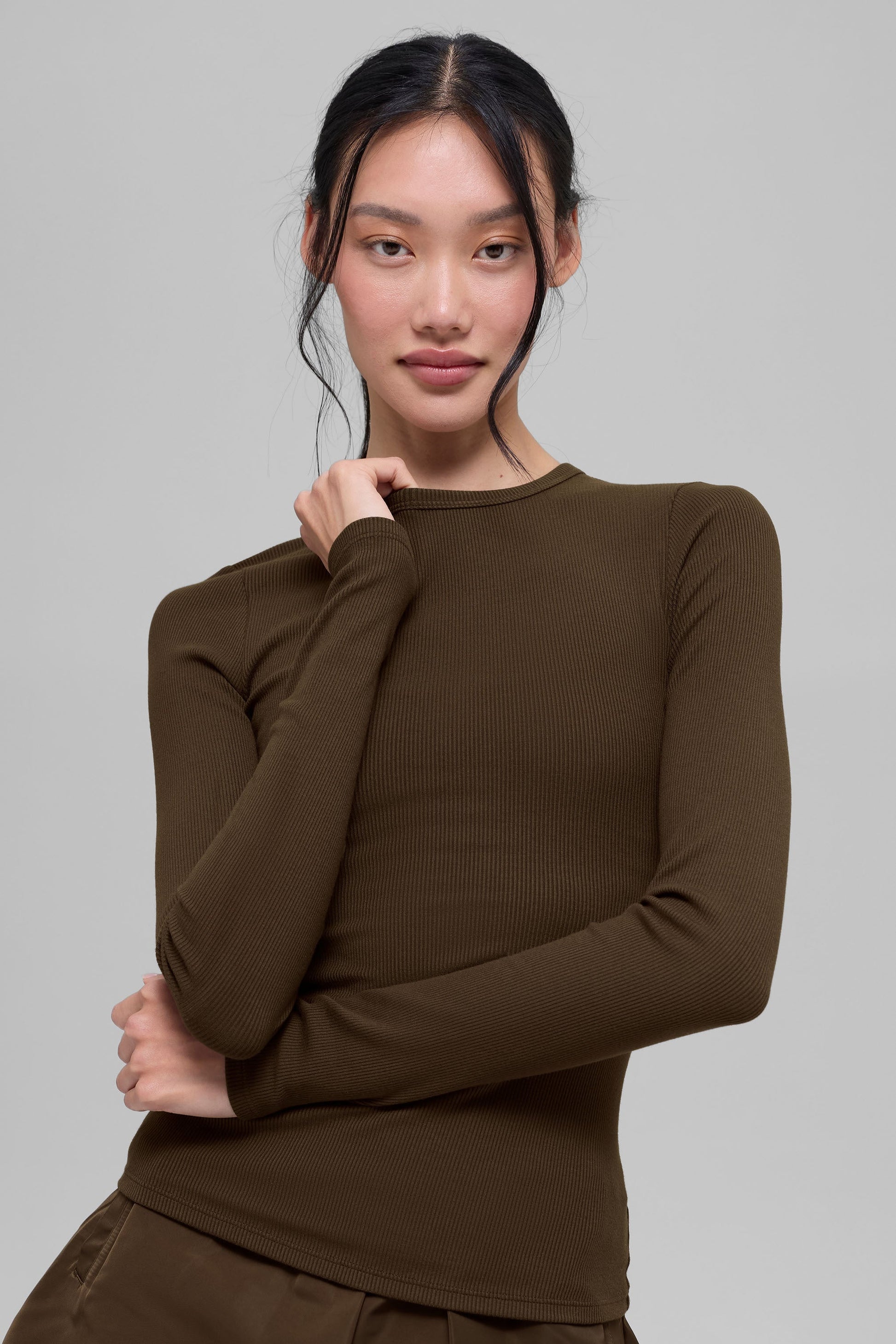 Ribbed Modal Long Sleeve - Espresso (W3903R)