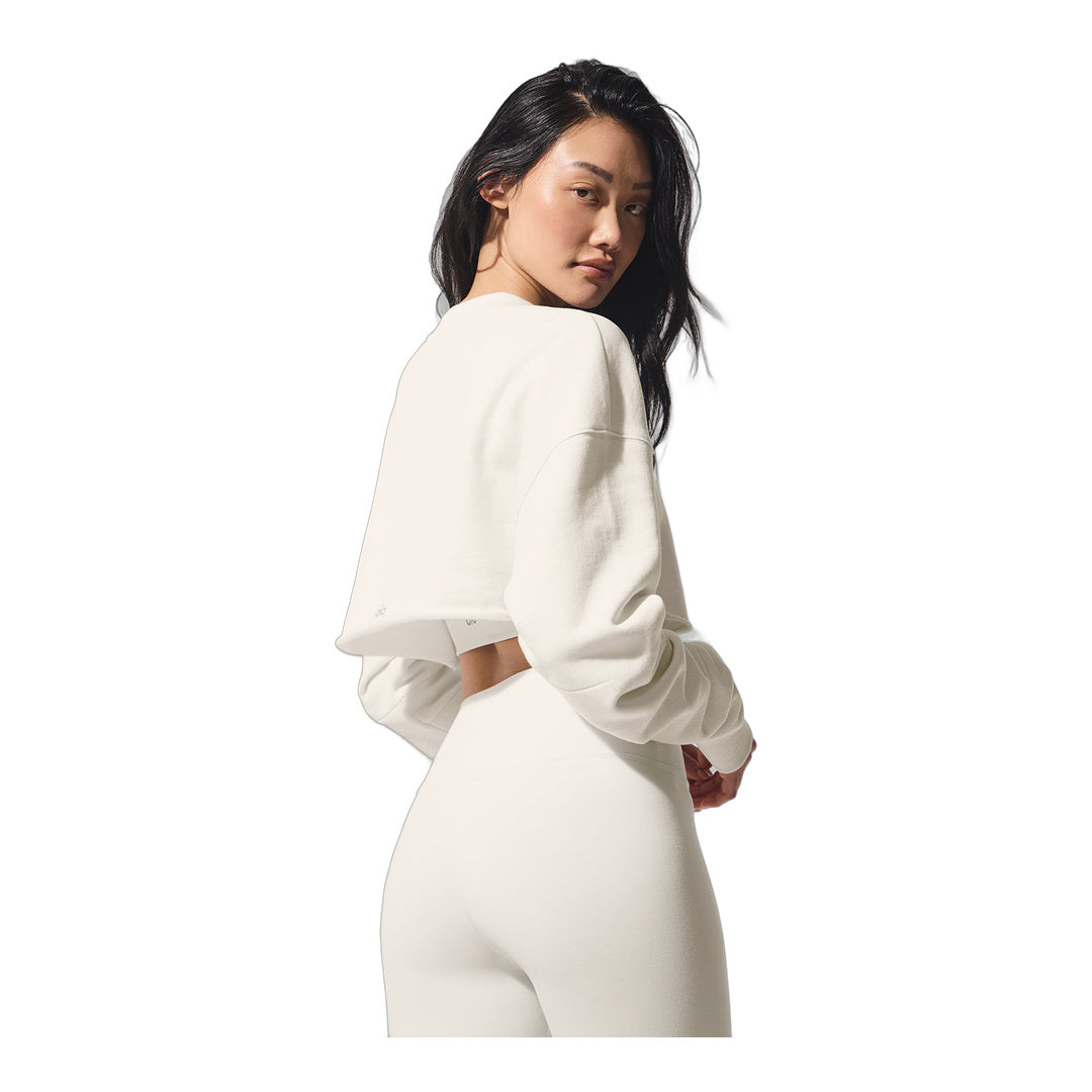 alo Extreme Cropped Pullover - Ivory by Alo Yoga