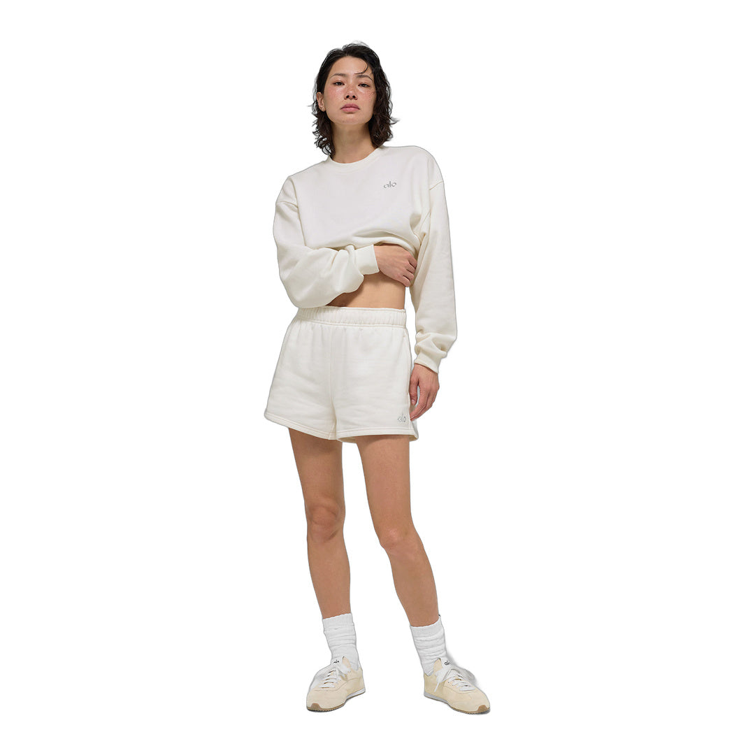 alo Cropped Accolade Crewneck - Ivory by Alo Yoga