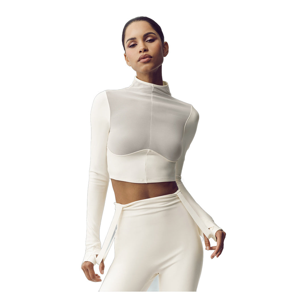 alo Airlift Winter Warm Mesh Ski Time Long Sleeve - Ivory by Alo Yoga