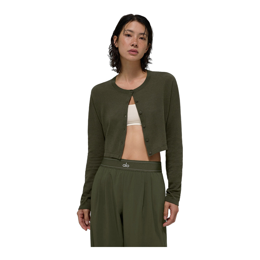 alo Supernatural Sweater Cardigan - Green Olive by Alo Yoga