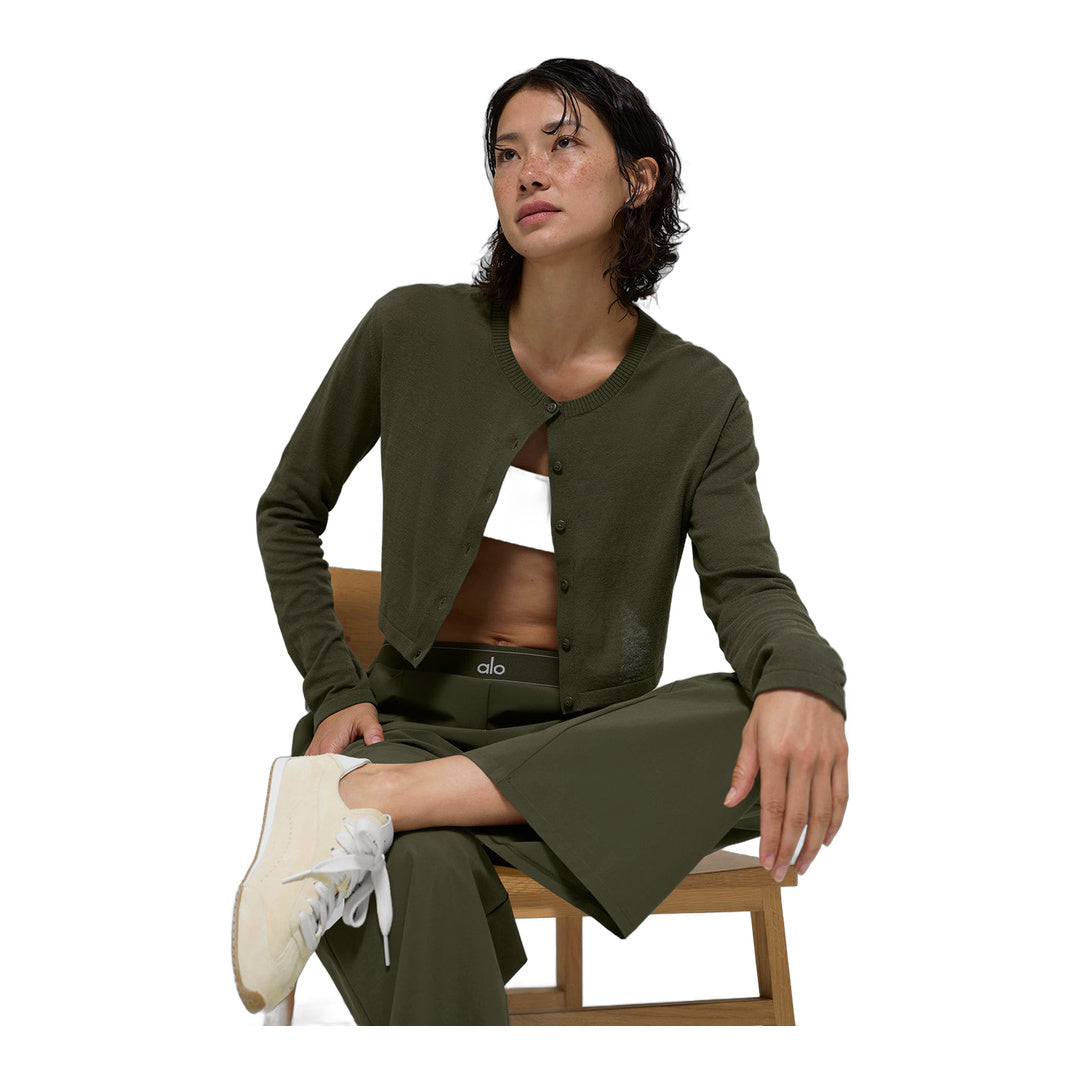 alo Supernatural Sweater Cardigan - Green Olive by Alo Yoga